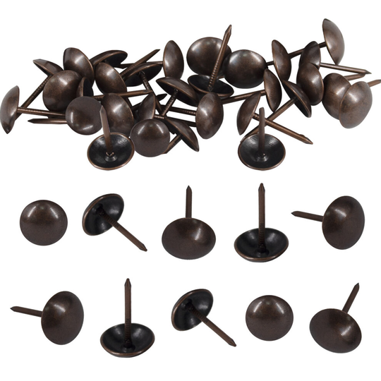 (10pcs, Bronze) Upholstery Nail Tacks Studs Furniture Tacks Push Pins 15mm x 9mm Thump Tack Studs for Leathercraft Cork Board DIY Projects