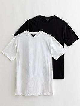 New Look Oversized T-Shirts (2 Pack) - White/Black , Print, Size 6, Women