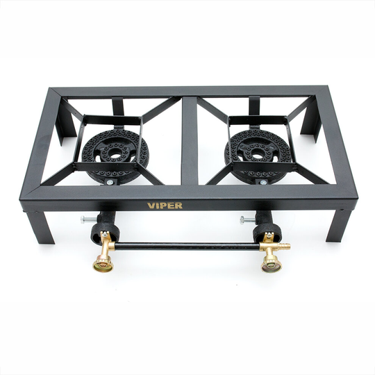 Viper Cast Iron LPG Gas Double Burner Boiling Ring Catering Stove Camping Propane TSGB