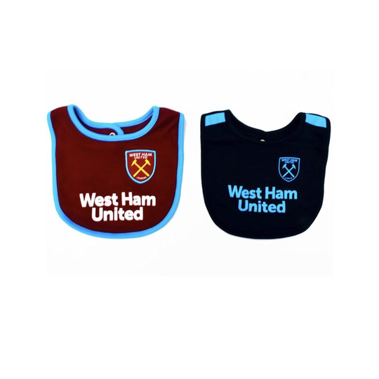 West Ham Two Pack Bibs - United 2018 Babies Pram Sleep Suit Baby Grow Play - west ham united 2018 babies pram sleep suit baby grow play bodysuit