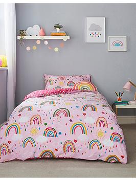 Silentnight Healthy Growth Reversible Rainbow Duvet Cover Set - Pink, Multi, Size Single