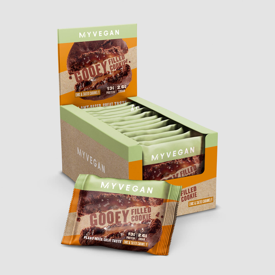 Vegan Gooey Filled Cookie (12 Pack) - Choc & Salted Caramel