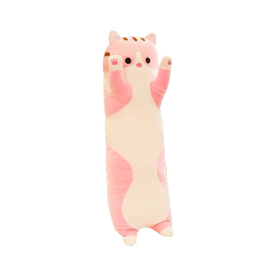 (Pink, 130cm/51.1in) Long Cat Plush Toy Soft Stuffed Kitten Pillow Kids Sleeping Pillow Home Decor