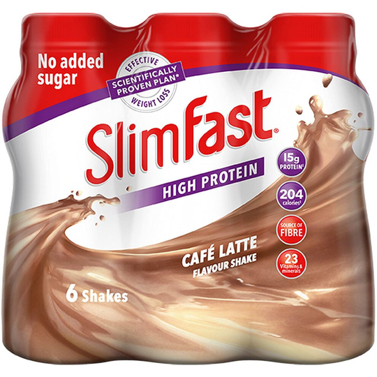 SlimFast Meal Replacement Ready-to-Drink Shake Cafe Latte, 325 x 6Pack