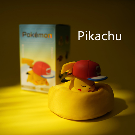 (Pikachu) Sleeping Pikachu Eevee Snorlax Jirachi komala Bulbasaur model PVC Toy Including cushion