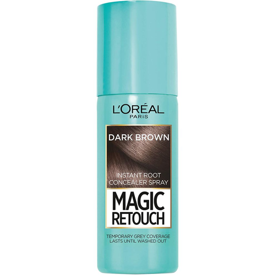 L'Oreal Paris Magic Retouch Instant Root Concealer Spray Dark Brown, Ideally Covers Grey Hair 75ml