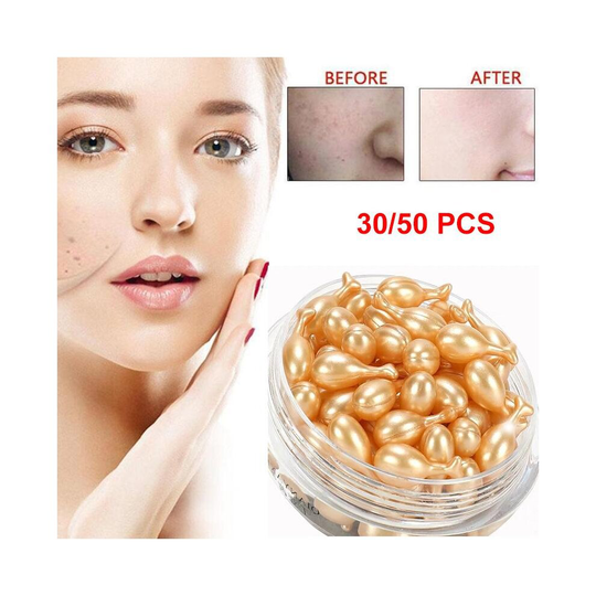 (50pcs) Vitamins Placenta Anti Wrinkle Face Serum Capsule Night Hydra Facial Serum Essence Moisturizer Anti Aging Whitening