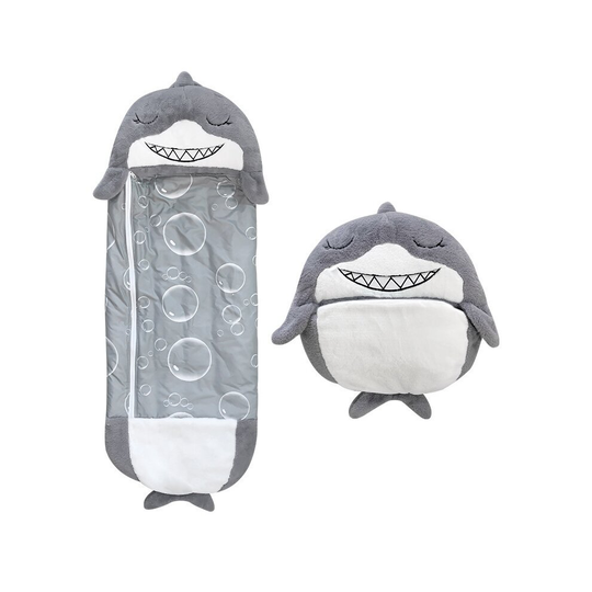 (Grey Shark, 160*60) Happy Nappers Kids Cartoon Sleepsacks Plush Doll Pillow Animal Sleep Sack