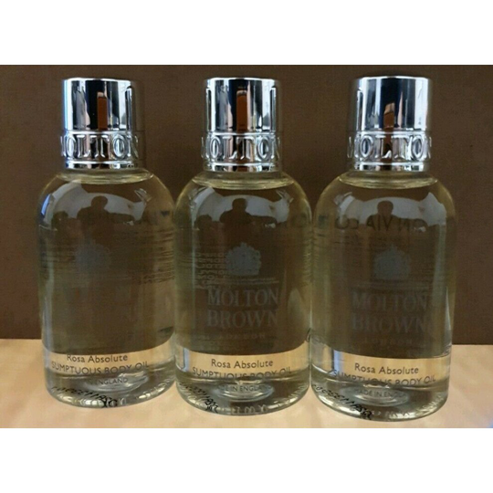 Molton Brown 3 x 45ml Rosa Absolute Sumptuous Body Oil. Moisturise, Scent.