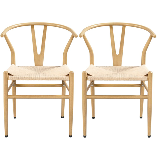 (Wood) Yaheetech 2PCS Weave Arm Chair Y-Shaped Arm Chair