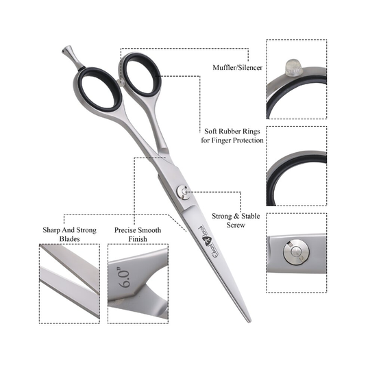 EXJ - Professional Hairdressing Hair Cutting BARBERS & SALONS Scissors - Silver - 6"