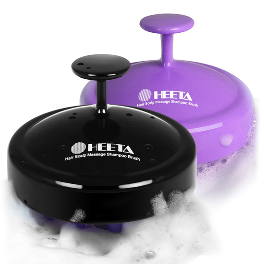 2-Pack Hair Scalp Massager Shampoo Brush, Heeta Wet and Dry Hair Scalp Brush with Soft Silicone (Purple & Black)