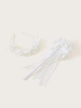 Monsoon Girls Bridesmaid Flower Hairband & Posie - Ivory
