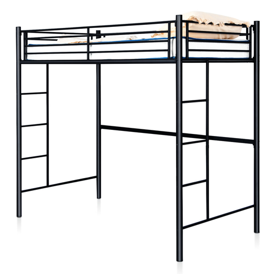 3.5FT Single Metal Loft Bed Frame High Sleeper Bunk Bed Desk Cabin Bed