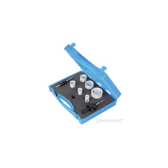 9 Piece 18-51mm Silverline Electricians Bi-metal Holesaw Kit - Bimetal 9pce - holesaw kit electricians bimetal silverline 9pce 273220 18 51mm 1851mm