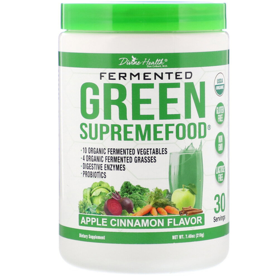 Divine Health, Fermented Green Supremefood, Apple Cinnamon, 7.40 oz (210 g)