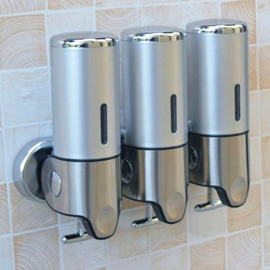 (Silver) Soap Shampoo Dispenser 3 Bottles 1500ML