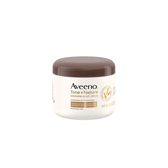 Aveeno Tone + Texture Renewing Night cream With Prebiotic Oat, gentle cream Exfoliates & Moisturizes Sensitive Skin, Instantly Softens & Smooths & Int