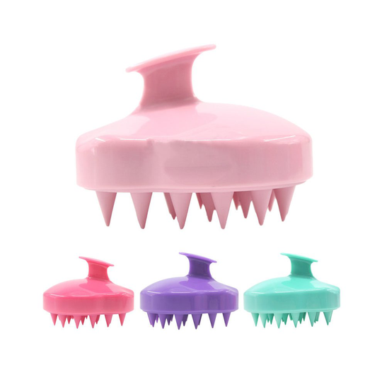 (Pink) Silicone Scalp Shampoo Massage Brush Washing Massager Shower Head Hair Comb