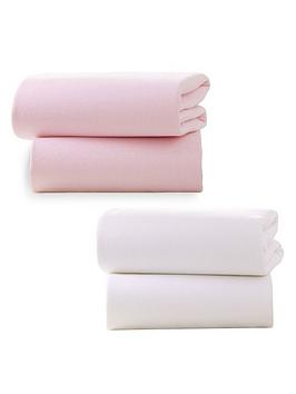 Clair De Lune Fitted Moses Sheets 4-Pack Bundle - Pink And White
