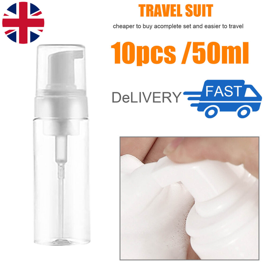 10X 50ml Beauty Travel Shampoo Lotion Pressed Pump Spray Bottle