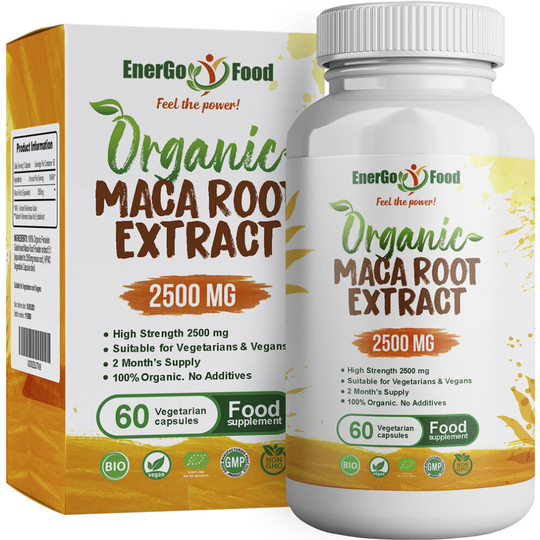 Organic Maca Root Capsules 2500mg High Strength Pure Maca NO ADDITIVES Vegan Superfood 60 Capsules