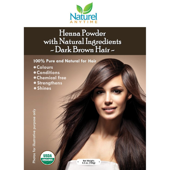 Henna for Dark Brown Colour Hair - Strengthens, Shine, Chemical Free for Dark Brown, Brown Hair USDA ORGANIC PREMIUM quality +Pure and Natural for...