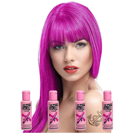 Renbow Crazy Color Semi Permanent Hair Color Cream Pinkissimo No.42 100ml x 4 Bottles. by Renbow