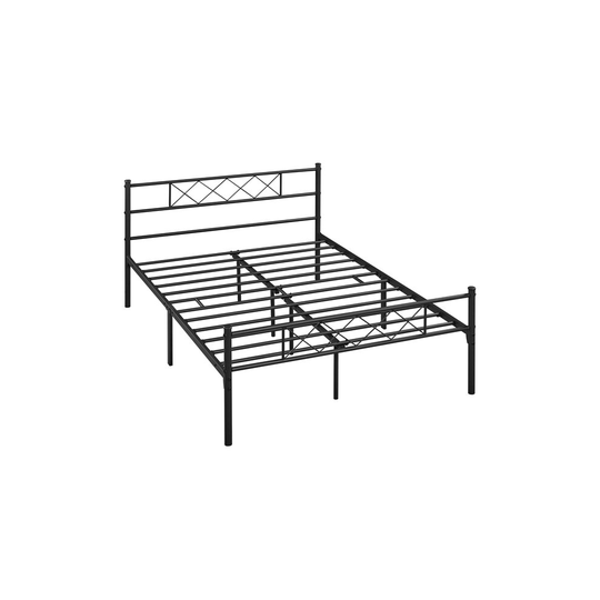 (Black, 135*190cm) Yaheetech Metal Bed Frame Iron Bed Foundation