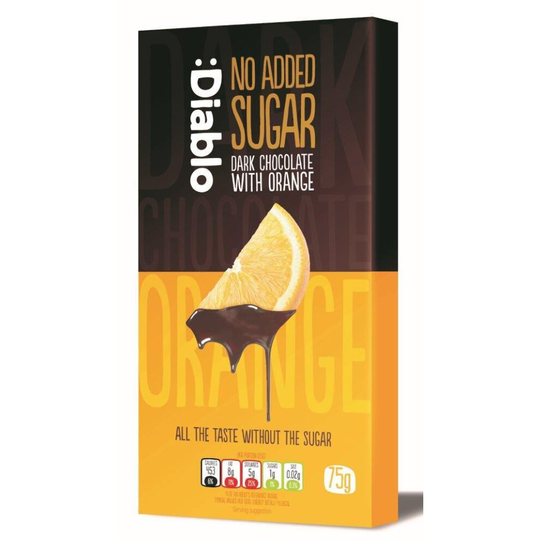 (Dark Chocolate Orange) Diablo Dark Chocolate Bar with Orange & White Chocolate Bar with Strawberry - 75g