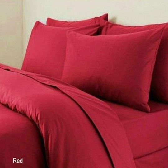(King, Red) Duvet Cover Set Percal Quilt Cover & Pillow Cases