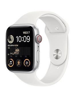 Apple Watch Se (Gps + Cellular, 2022), 44Mm Silver Aluminium Case With White Sport Band