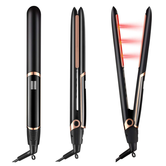 DORISILK Professional Ceramic Flat Iron Infrared Hair Straightener, 2 in 1 Dual Voltage Straightening Iron with Adjustable Temperature Control, 1 inch