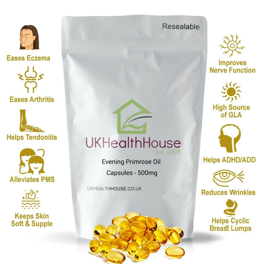(Evening Primrose Oil Capsules - 500mg - High Strength - 45mg GLA x 120) Evening Primrose Oil Capsules - 500mg
