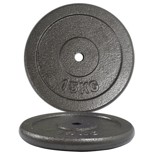 (2 x 15 kg) Gym Master Pair Standard Weight Plates 1" Cast Iron 1.25-20KG Barbell Dumbbell