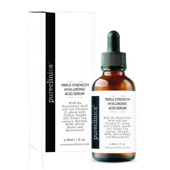 TRIPLE STRENGTH HYALURONIC ACID SERUM - 6% Strength Double Weight, easy absorb Hyaluronic acid with added Vitamins C & E, Resveratrol and CoQ10