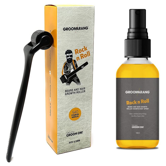 Beard Roller 0.5mm Derma Roller for Beard Growth Case & Spray 100ml