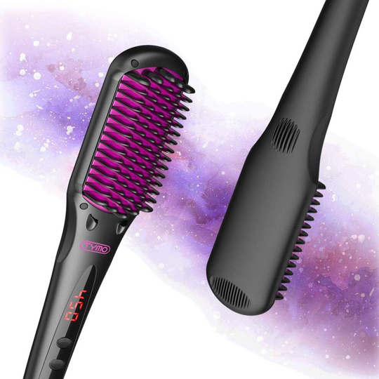 TYMO Ionic Hair Straightener Brush - Enhanced Ionic Straightening Brush with 16 Heat Levels for Frizz-Free Silky Hair, Anti-Scald & Auto-Off Safe & Ea
