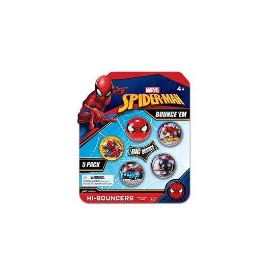 JA-RU Marvel Spiderman Bouncy Balls Superballs Super Hi Bounce 1.2 (1 Pack of 5 Balls) Fidget Balls Small Toy