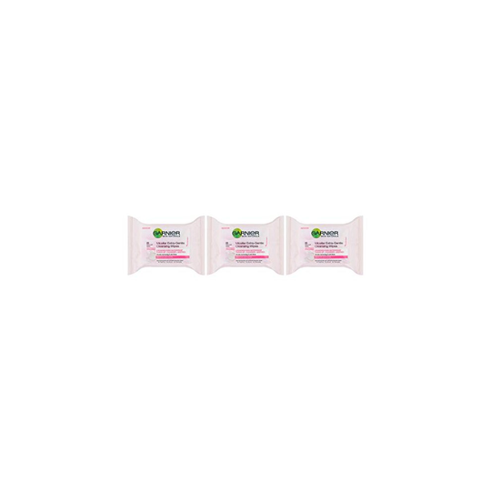 Garnier Micellar Gentle Wipes for Sensitive Skin and Eyes 25 Face Wipes, Removes Waterproof Make-Up, Cleanses and Soothes Pack of 3