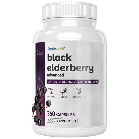 Black Elderberry 360 Capsules for Immune Support, Skin, Hair & Nails