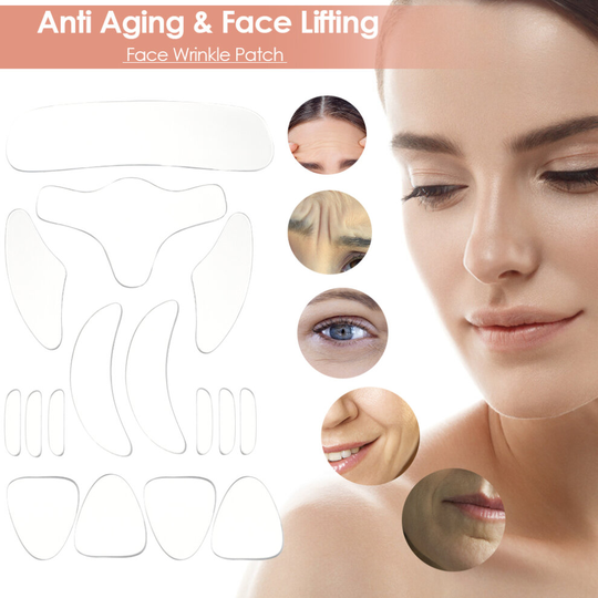 (16 PCS) Silicone Wrinkle Removal Sticker Face Forehead Neck Eye Sticker Pad