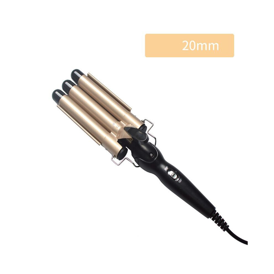 (Gold, 20mm) Hair Salon Ceramic 3 Barrel Hair Wave Waver Curling Iron Hair Curler Wand