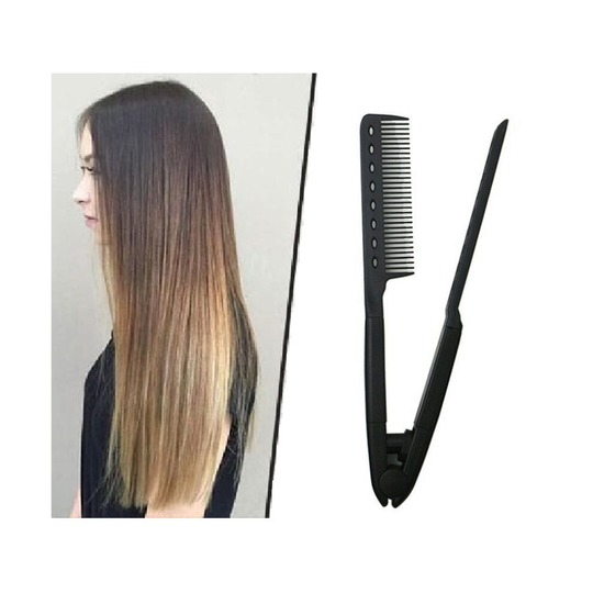 Hair Straightening Comb V Type Flat Iron Hairdressing Care Styling