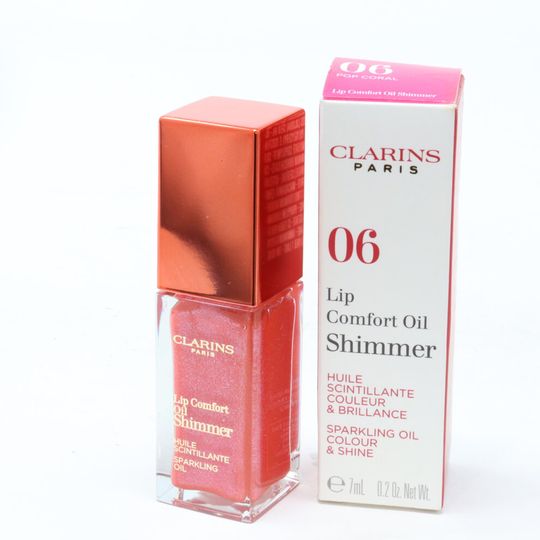 (06 Pop Coral (Shimmer)) Clarins Lip Comfort Oil Lip Oil 0.2oz/7ml New With Box