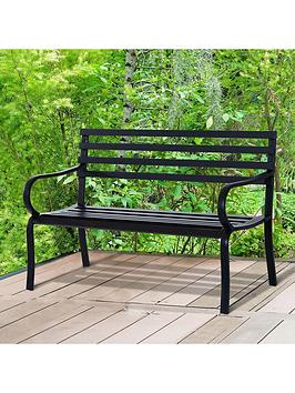 Outsunny 2-Seat Metal Bench - Black