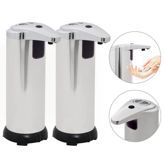 vidaXL 2x Automatic Soap Dispensers Infrared Sensor 600ml Bathroom Lotion Pump