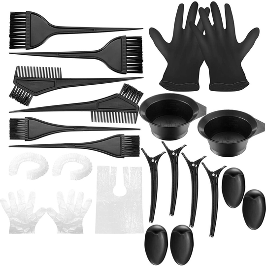 Hair Dye Kit 22pcs Hair Colouring Tools Beauty Salon Tool Kit, Disposable hair shawl shower cap, Hairpins,Brush Comb, Hair Tinting Bowl, Dye Brush,