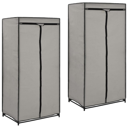 vidaXL 2x Wardrobes Grey Closet Clothes Storage Organiser Cabinet Rack Shelves