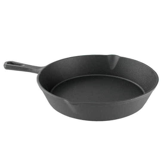 25cm Cast Iron Frying Grill Grilling Pan Non Stick BBQ Skillet Meat Fish Griddle